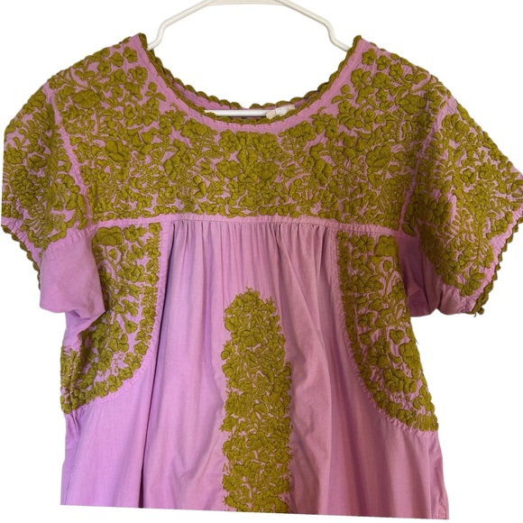 Sister Mary Floral Embroidered Kaftan Dress with Flutter Sleeves Vacation Boho - Picture 2 of 14